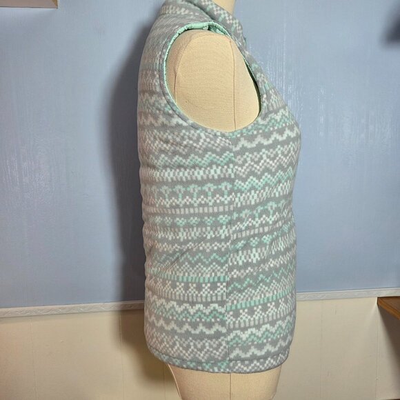Columbia Medium Light Green Reversible Fleece Softshell Winter Fall Vest (Flaw) - Picture 3 of 11